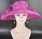 Fuchsia Pink Wide Brim Hat for Women, Kentucky Derby Hat, Church & Ascot Hat, Adjustable Size Elegant Statement Hat