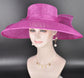 Fuchsia Pink Wide Brim Hat for Women, Kentucky Derby Hat, Church & Ascot Hat, Adjustable Size Elegant Statement Hat
