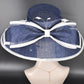 Navy Blue w White Wide Brim Hat for Women, Kentucky Derby Hat, Church & Ascot Hat, Adjustable Size Elegant Statement Hat