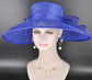 Royal Blue Wide Brim Hat for Women, Kentucky Derby Hat, Church & Ascot Hat, Adjustable Size Elegant Statement Hat