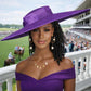 Wide Brim Sinamay Hat, 23.5 Inch Derby Hat, Ascot Hat, Church Hat, Wedding Hat, Statement Race Day Hat Purple