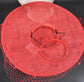 Red Wide Brim Fascinator Hat with Veil 18 Inch Sinamay Ascot Hat for Wedding Race Day Mother of the Bride