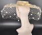 Gold Wide Brim Fascinator Hat with Veil 18 Inch Sinamay Ascot Hat for Wedding Race Day Mother of the Bride