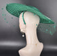 Emerald Green Wide Brim Fascinator Hat with Veil 18 Inch Sinamay Ascot Hat for Wedding Race Day Kentucky Derby Party Mother of the Bride