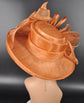 Wide Brim Sinamay  Hat for Kentucky Derby, Ascot Racing Hat, Elegant Wedding Guest Hat, Mother of the Bride Hat Copper Orange
