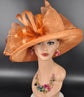 Wide Brim Sinamay  Hat for Kentucky Derby, Ascot Racing Hat, Elegant Wedding Guest Hat, Mother of the Bride Hat Copper Orange