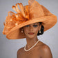 Wide Brim Sinamay  Hat for Kentucky Derby, Ascot Racing Hat, Elegant Wedding Guest Hat, Mother of the Bride Hat Copper Orange