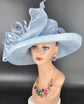 Wide Brim Sinamay  Hat for Kentucky Derby, Ascot Racing Hat, Elegant Wedding Guest Hat, Mother of the Bride Hat  Light Blue