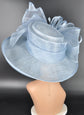 Wide Brim Sinamay  Hat for Kentucky Derby, Ascot Racing Hat, Elegant Wedding Guest Hat, Mother of the Bride Hat  Light Blue