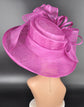 Wide Brim Sinamay Hat for Kentucky Derby, Ascot Racing Hat, Elegant Wedding Guest Hat, Mother of the Bride Hat  Fuchsia Pink
