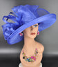 Wide Brim Sinamay  Hat for Kentucky Derby, Ascot Racing Hat, Elegant Wedding Guest Hat, Mother of the Bride Hat Royal Blue