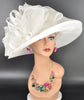 Wide Brim Sinamay  Hat for Kentucky Derby, Ascot Racing Hat, Elegant Wedding Guest Hat, Mother of the Bride Hat White