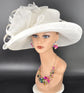 Wide Brim Sinamay  Hat for Kentucky Derby, Ascot Racing Hat, Elegant Wedding Guest Hat, Mother of the Bride Hat White