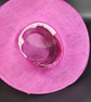 Wide Brim Sinamay Hat for Kentucky Derby, Ascot Racing Hat, Elegant Wedding Guest Hat, Mother of the Bride Hat Fuchsia w Orange