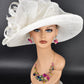 Wide Brim Sinamay  Hat for Kentucky Derby, Ascot Racing Hat, Elegant Wedding Guest Hat, Mother of the Bride Hat White