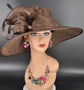 Brown/Coffee Three Layer Wide Brim Sinamay Hat Kentucky Derby Hat Wedding Church Tea Party Garden Carriage Party Ascort Royal Party Hat