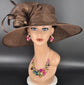Brown/Coffee Three Layer Wide Brim Sinamay Hat Kentucky Derby Hat Wedding Church Tea Party Garden Carriage Party Ascort Royal Party Hat