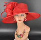 Red Three Layer Wide Brim Sinamay Hat Kentucky Derby Hat  Wedding Church Tea Party Garden Party Ascort Royal Party Hat