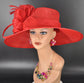 Red Three Layer Wide Brim Sinamay Hat Kentucky Derby Hat  Wedding Church Tea Party Garden Party Ascort Royal Party Hat