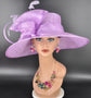 Lilac/light purple Three Layer Wide Brim Sinamay Hat Kentucky Derby Hat  Wedding Church Tea Party Garden Party Ascort Royal Party Hat
