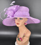 Lilac/light purple Three Layer Wide Brim Sinamay Hat Kentucky Derby Hat  Wedding Church Tea Party Garden Party Ascort Royal Party Hat