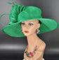 Kelly Green Three Layer Wide Brim Sinamay Hat Kentucky Derby Hat  Wedding Church Tea Party Garden Party Ascort Royal Party Hat