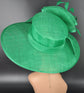 Kelly Green Three Layer Wide Brim Sinamay Hat Kentucky Derby Hat  Wedding Church Tea Party Garden Party Ascort Royal Party Hat