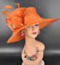 Copper Orange Three Layer Wide Brim Sinamay Hat Kentucky Derby Hat  Wedding Church Tea Party Garden Party Ascort Royal Party Hat