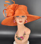 Copper Orange Three Layer Wide Brim Sinamay Hat Kentucky Derby Hat  Wedding Church Tea Party Garden Party Ascort Royal Party Hat