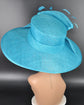 Teal Blue Three Layer Wide Brim Sinamay Hat Kentucky Derby Hat  Wedding Church Tea Party Garden Party Ascort Royal Party Hat