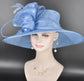 Elegant Light Blue Three Layer Wide Brim Sinamay Hat Kentucky Derby Hat Wedding Church Tea Party Garden Party Ascort Royal Party Hat