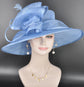 Elegant Light Blue Three Layer Wide Brim Sinamay Hat Kentucky Derby Hat Wedding Church Tea Party Garden Party Ascort Royal Party Hat