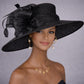 Wide Brim Kentucky Derby Hat, Ascot Hat for Wedding & Tea Party, Garden Party Hat, Mother of the Bride, Church Black