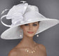 White Three Layer Wide Brim Sinamay Hat Kentucky Derby Hat Wedding Church Tea Party Garden Party Ascort Royal Party Hat