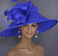 Royal Blue Three Layer Wide Brim Sinamay Hat Kentucky Derby Hat Wedding Church Tea Party Garden Carriage Party Ascort Royal Party Hat