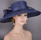 Navy Blue Wide Brim Hat for Women, Kentucky Derby Hat, Church & Ascot Hat, Adjustable Size Elegant Statement Hat