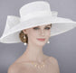 White Wide Brim Hat for Women, Kentucky Derby Hat, Church & Ascot Hat, Adjustable Size Elegant Statement Hat