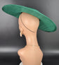 Emerald Green Wide Brim Sinamay Fascinator Hat  Ascot Royal Hat for Wedding Race Day Kentucky Derby Party Mother of the Bride