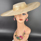 Gold Wide Brim Sinamay Fascinator Hat  Ascot Royal Hat for Wedding Race Day Kentucky Derby Party Mother of the Bride