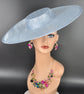 Light Blue Wide Brim Sinamay Fascinator Hat  Ascot Royal Hat for Wedding Race Day Kentucky Derby Party Mother of the Bride