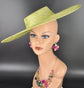 Lime Green Wide Brim Sinamay Fascinator Hat  Ascot Royal Hat for Wedding Race Day Kentucky Derby Party Mother of the Bride
