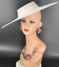 White Wide Brim Sinamay Fascinator Hat  Ascot Royal Hat for Wedding Race Day Kentucky Derby Party Mother of the Bride