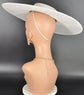 White Wide Brim Sinamay Fascinator Hat  Ascot Royal Hat for Wedding Race Day Kentucky Derby Party Mother of the Bride