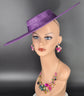 Purple Wide Brim Sinamay Fascinator Hat  Ascot Royal Hat for Wedding Race Day Kentucky Derby Party Mother of the Bride