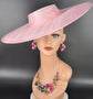 Pink Wide Brim Sinamay Fascinator Hat  Ascot Royal Hat for Wedding Race Day Kentucky Derby Party Mother of the Bride