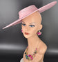 Pink Wide Brim Sinamay Fascinator Hat  Ascot Royal Hat for Wedding Race Day Kentucky Derby Party Mother of the Bride