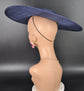 Navy Blue Wide Brim Sinamay Fascinator Hat  Ascot Royal Hat for Wedding Race Day Kentucky Derby Party Mother of the Bride