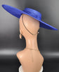 Royal Blue Wide Brim Sinamay Fascinator Hat  Ascot Royal Hat for Wedding Race Day Kentucky Derby Party Mother of the Bride