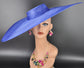 Royal Blue Wide Brim Sinamay Fascinator Hat  Ascot Royal Hat for Wedding Race Day Kentucky Derby Party Mother of the Bride Studio Photoshoot