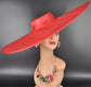 Red Super Wide Brim Sinamay Fascinator Hat  Ascot Royal Hat for Wedding Race Day Kentucky Derby Party Mother of the Bride Studio Photoshoot